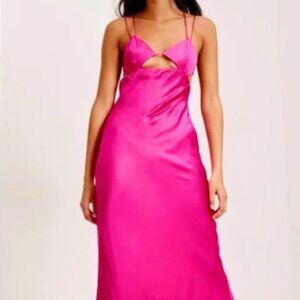 Bardot Lucia Midi Slip Dress in Hot Pink Sz 8